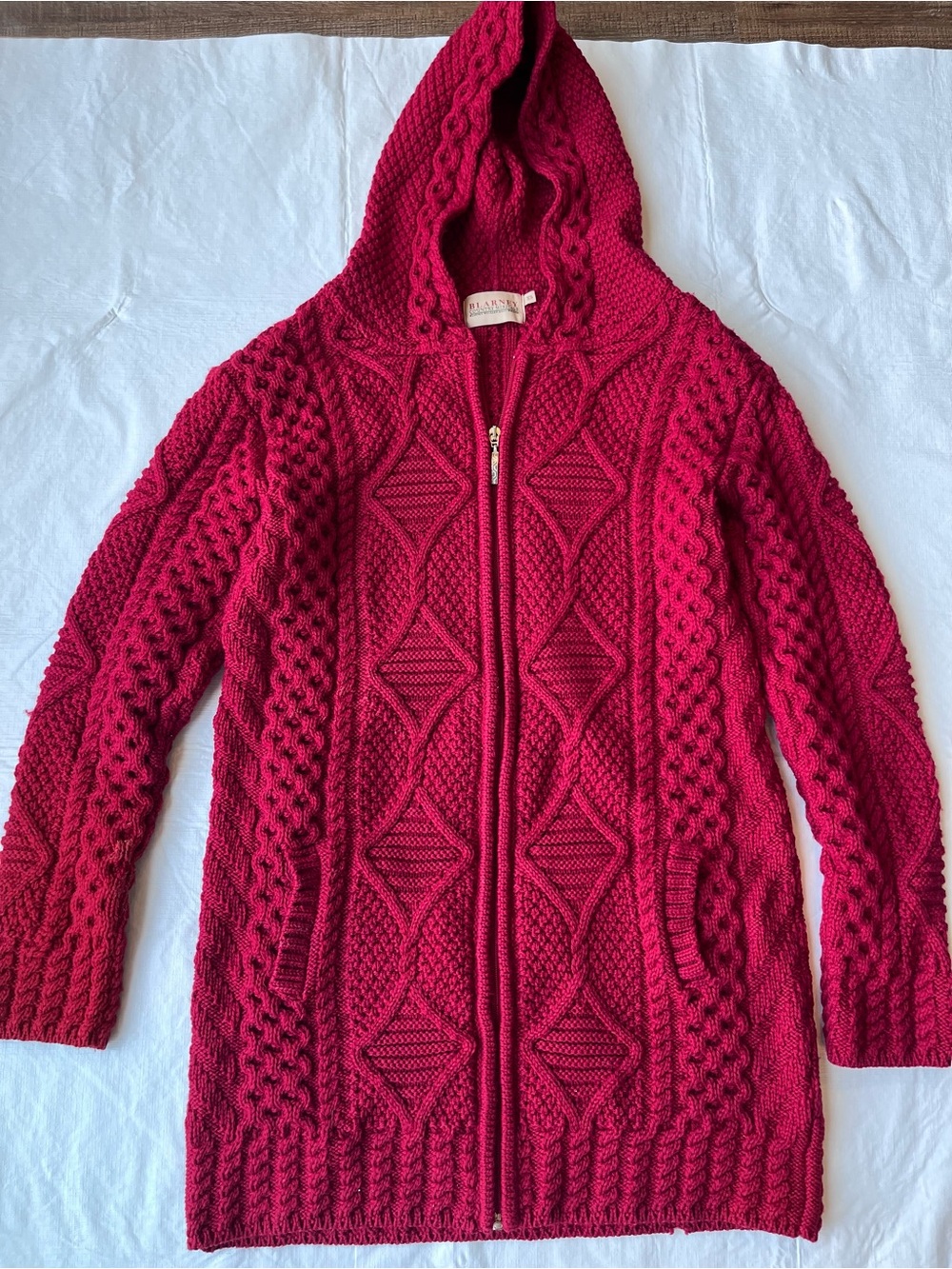 Blarney Country Heritage Red 100% New Merino Wool Cardigan Zip Up Sweater